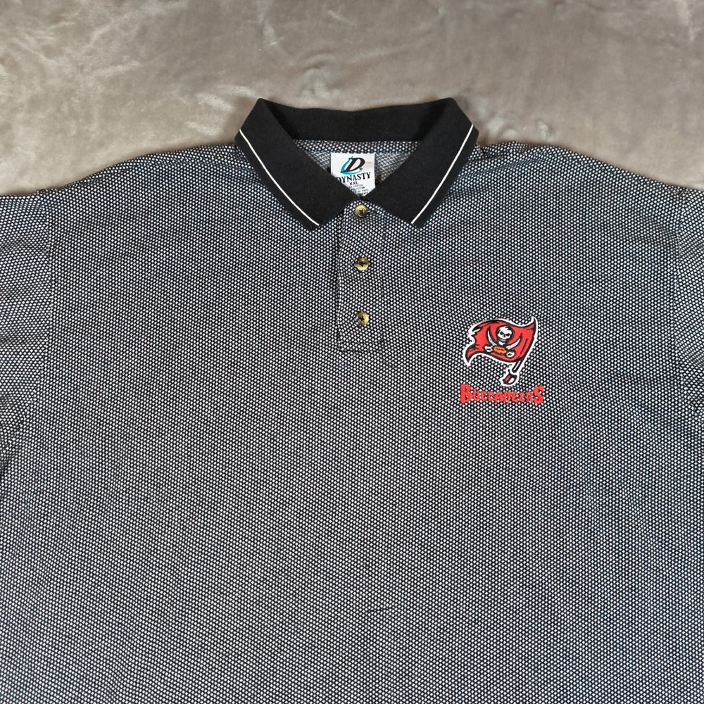 Vintage Tampa Bay Buccaneers Polo Shirt Mens XXL Black White Embroidered 90s NFL